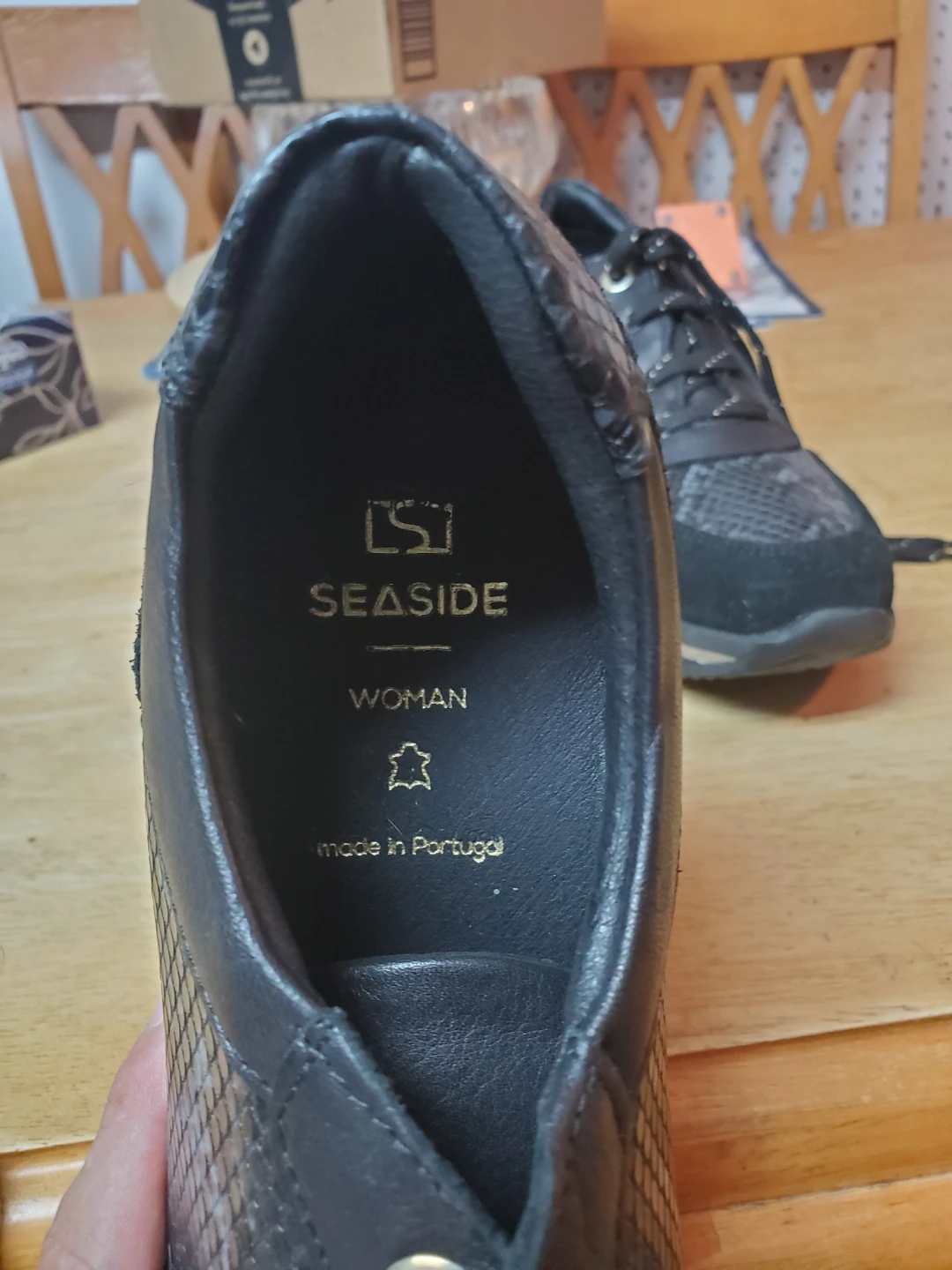 Seaside Black Snake Print Wedge Sneakers Women's Size 40 - photo 3