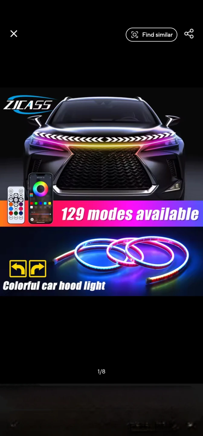 Zicass Colorful Car Hood Light Strip