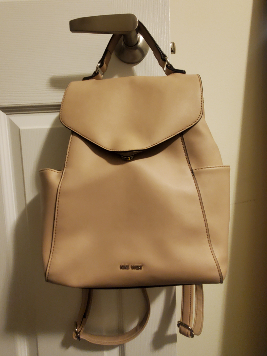 Nine West Beige Faux Leather Backpack