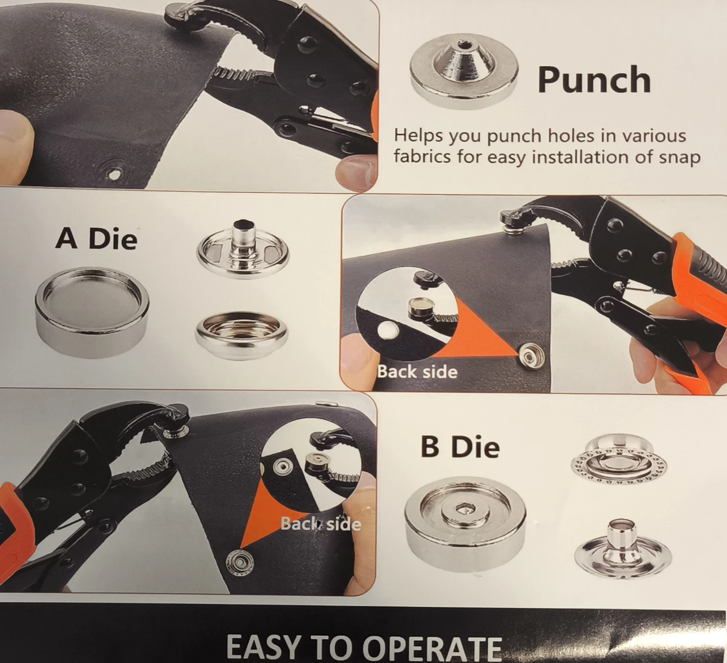 Snap Fastener Tool Kit with Pliers and Assorted Snaps - photo 3