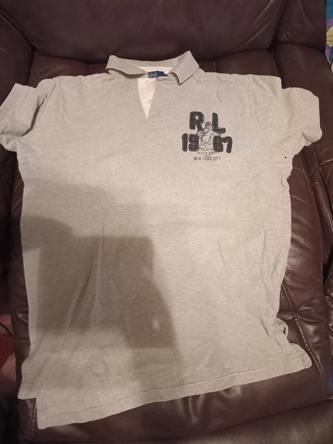 Polo by Ralph Lauren Grey Athletic Apparel Rugby Shirt - Medium