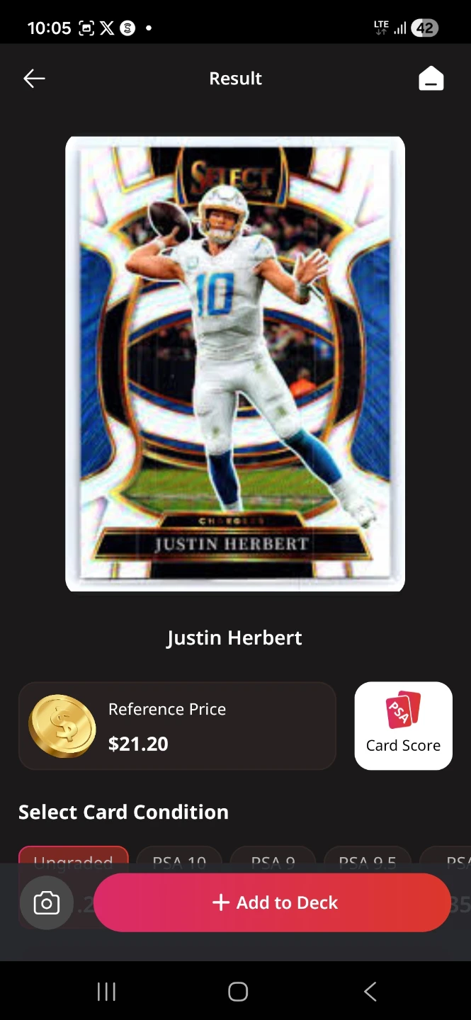 Justin Herbert Select Football Card