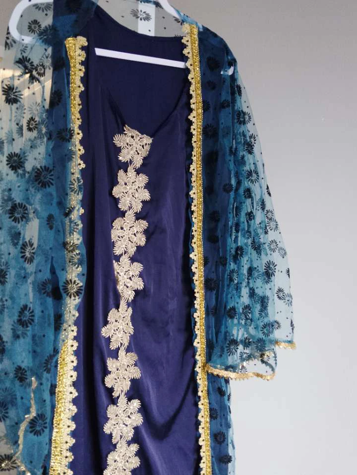 Blue Embroidered Kaftan Dress - photo 2