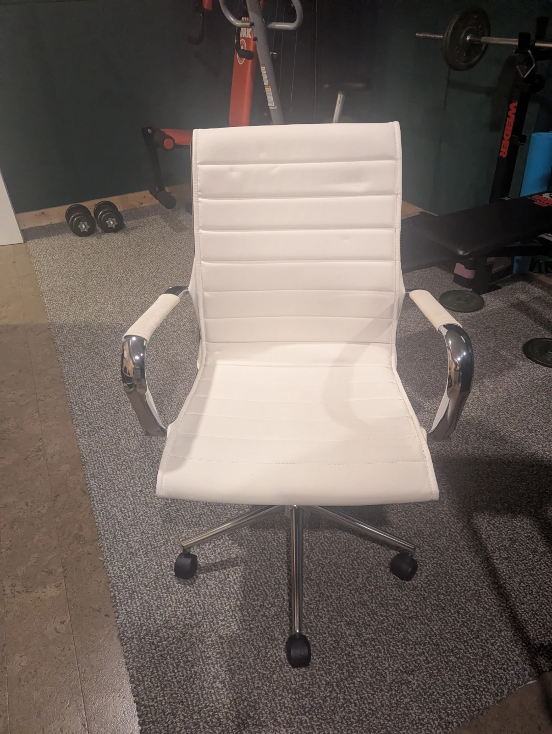 White Faux Leather Office Chair