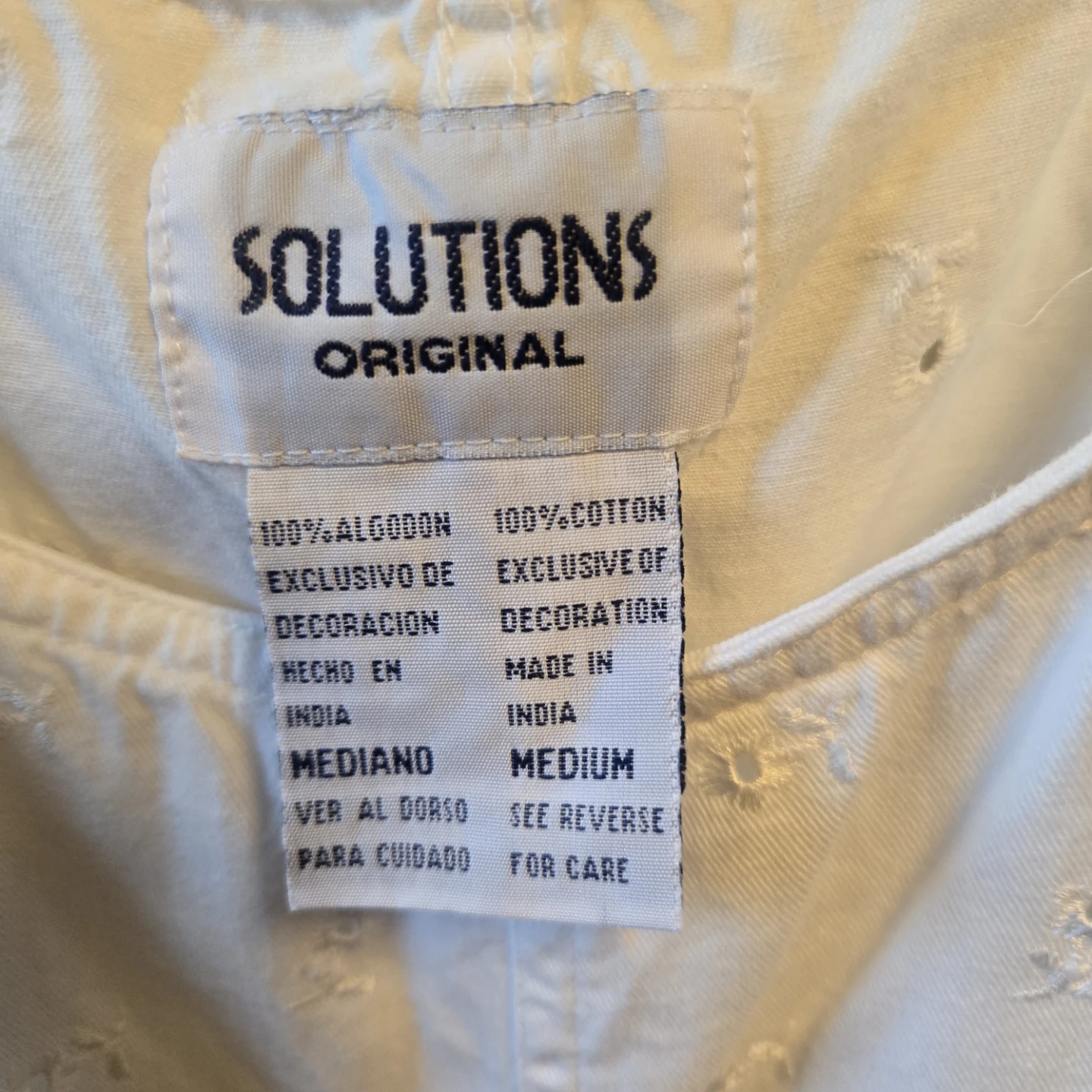 Solutions Original White Cotton Eyelet Pinafore Dress Medium - photo 2