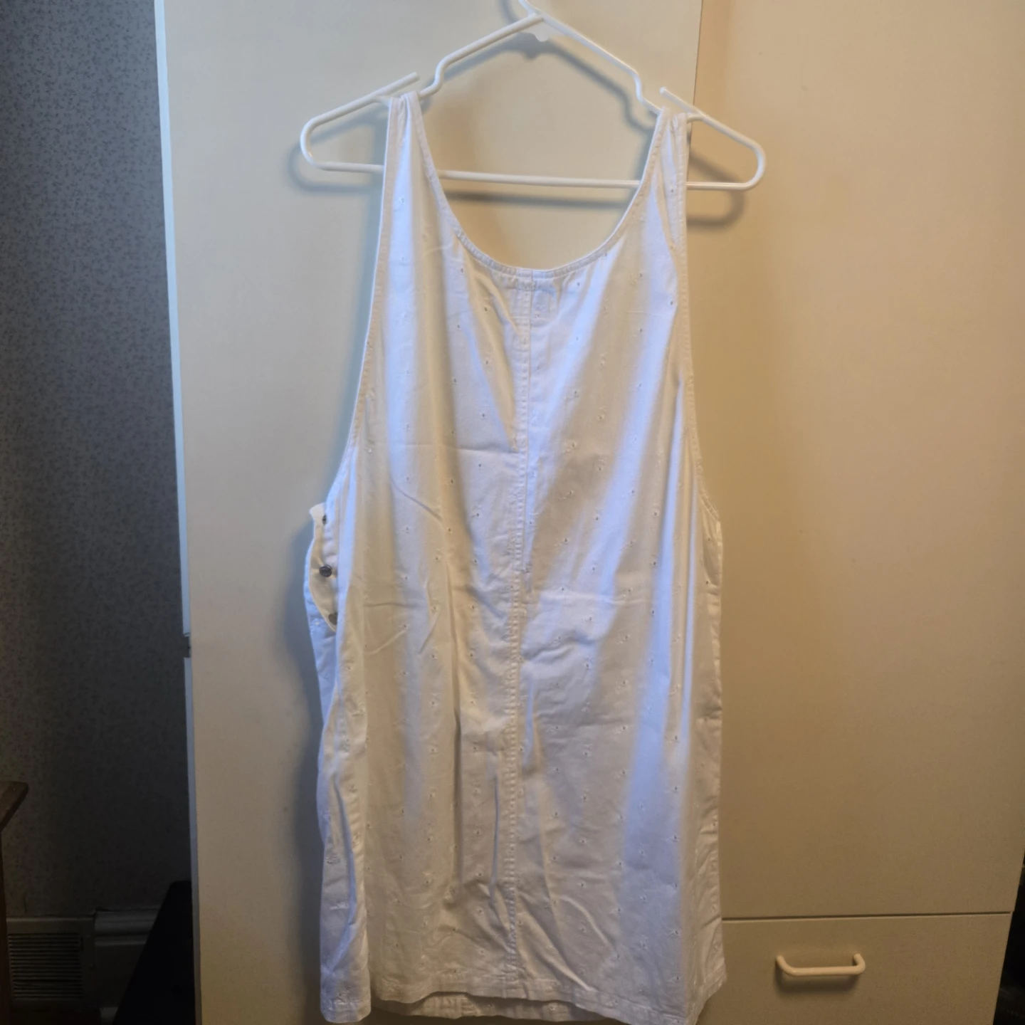 Solutions Original White Cotton Eyelet Pinafore Dress Medium - photo 3