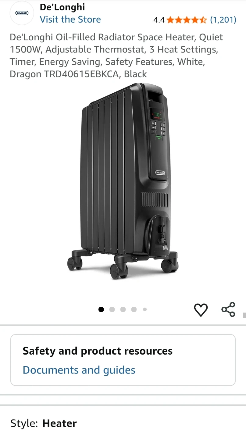 🔥 Cozy De'Longhi Oil-Filled Radiator Space Heater - Quiet 1500W