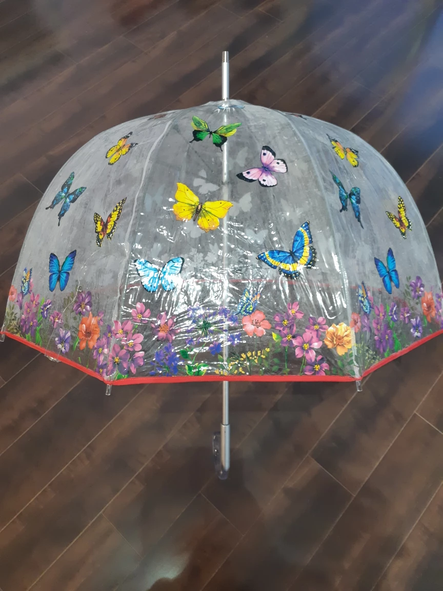Clear Butterfly Print Umbrella