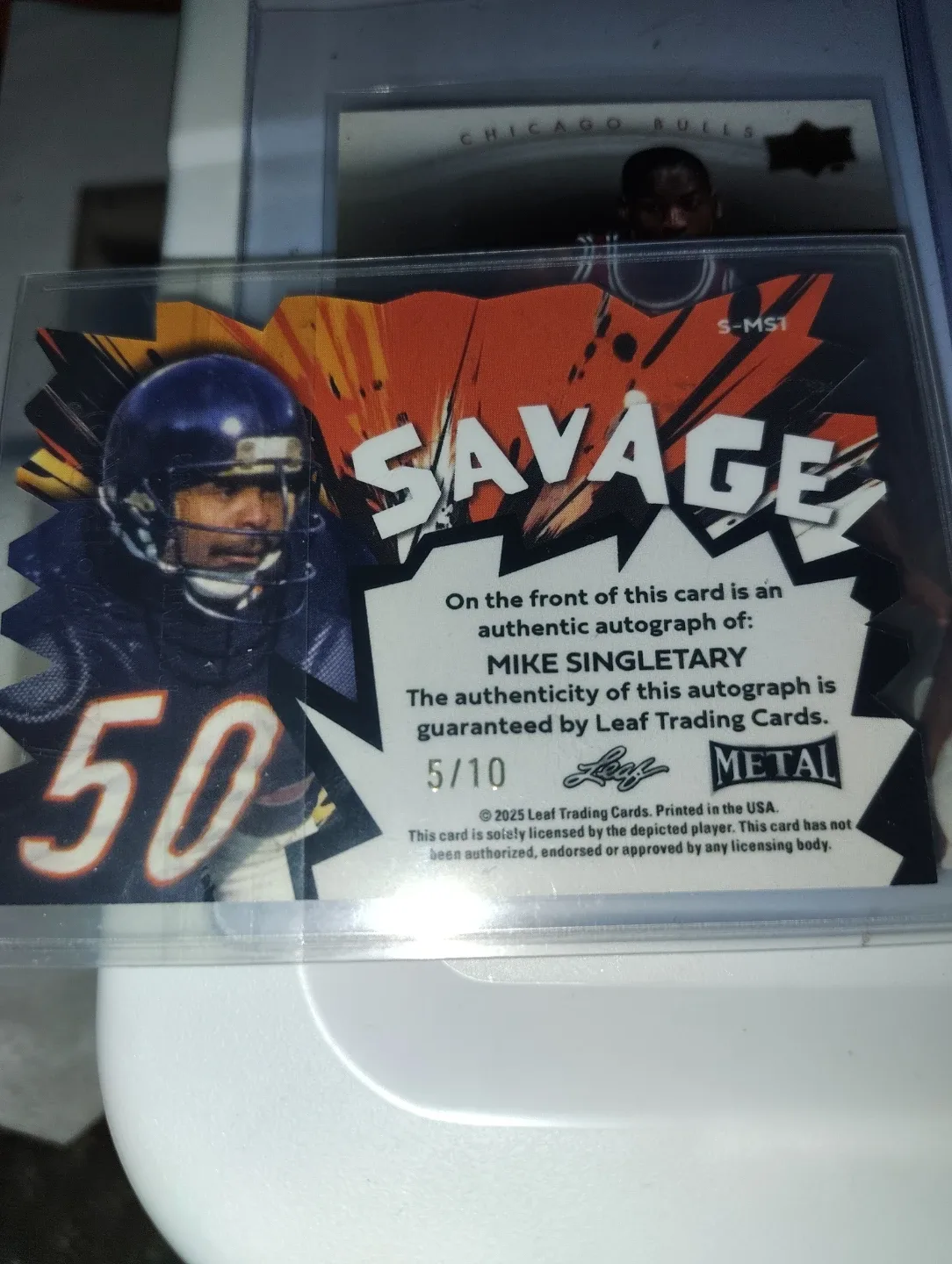 Mike Singletary Autographed "Savage" Football Card 5/10 - photo 2