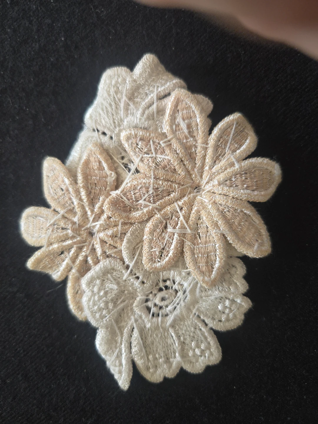 Embroidered Floral Applique with Beads and Rhinestones - photo 2