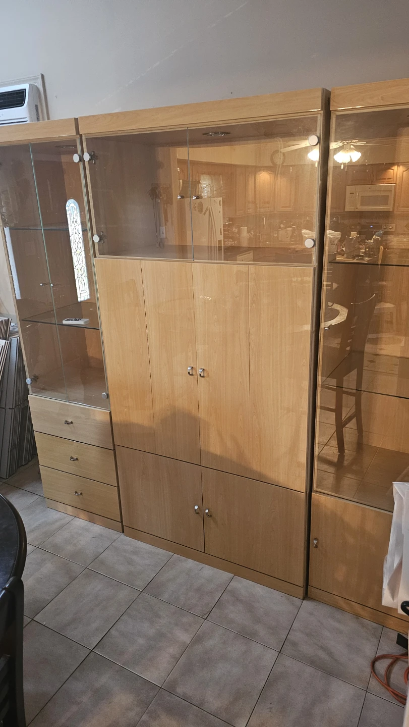 Wood and Glass Display Cabinet Unit