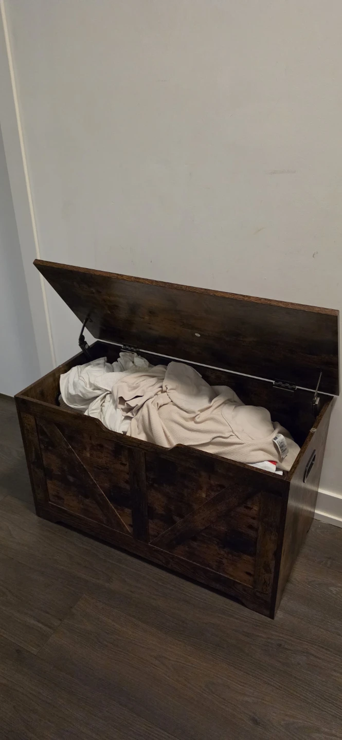 Storage Chest with 2 Safety Hinges,  Rustic Brown - photo 2