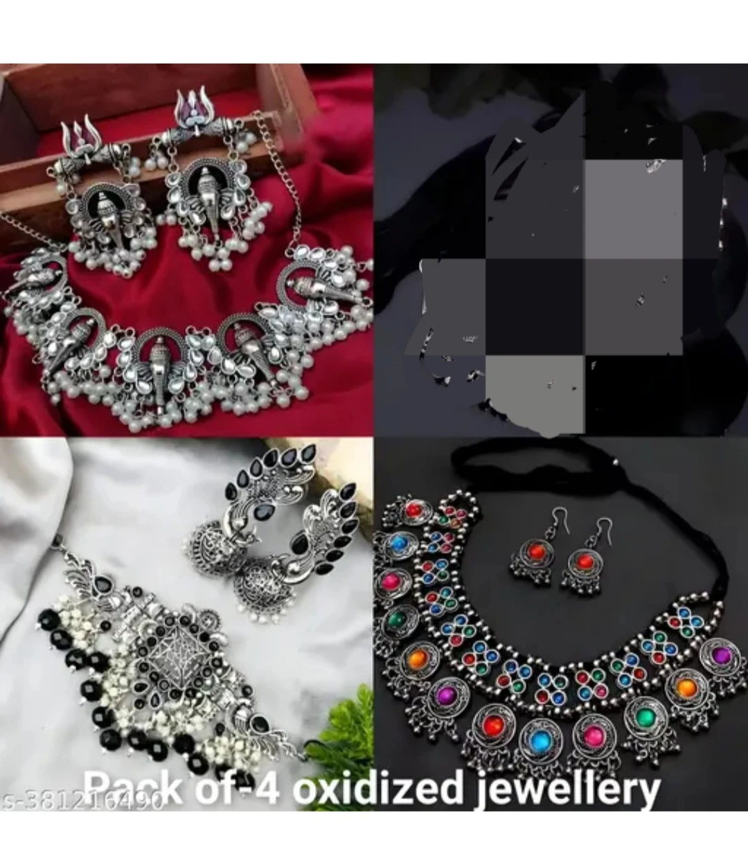 Pack of 4 Oxidized Jewellery Sets with Earrings