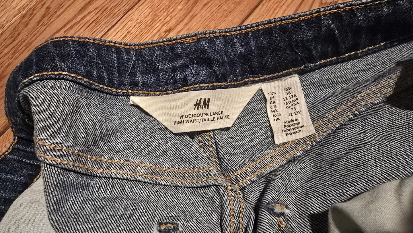 H&M Wide Leg Jeans with Rose Print