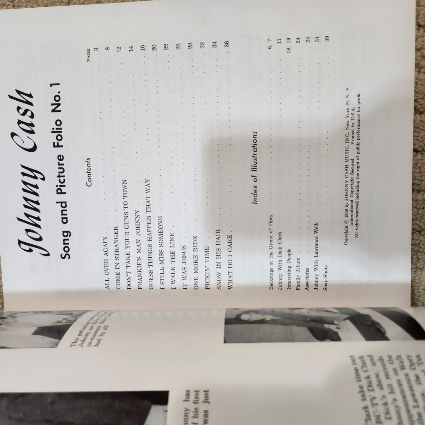 Johnny Cash Song and Picture Folio No. 1 & No. 2 - photo 3