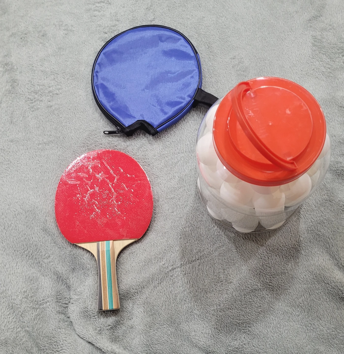 Ping Pong Paddle with Protective Case and Case of 60 Balls