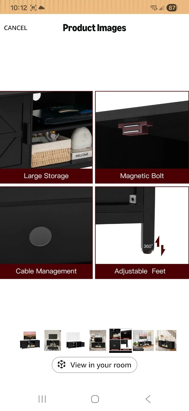 Black Farmhouse Style TV Stand Entertainment Center - photo 3