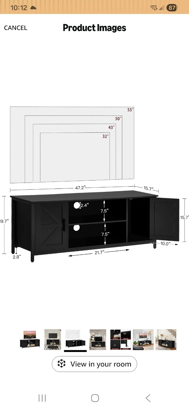 Black Farmhouse Style TV Stand Entertainment Center - photo 4