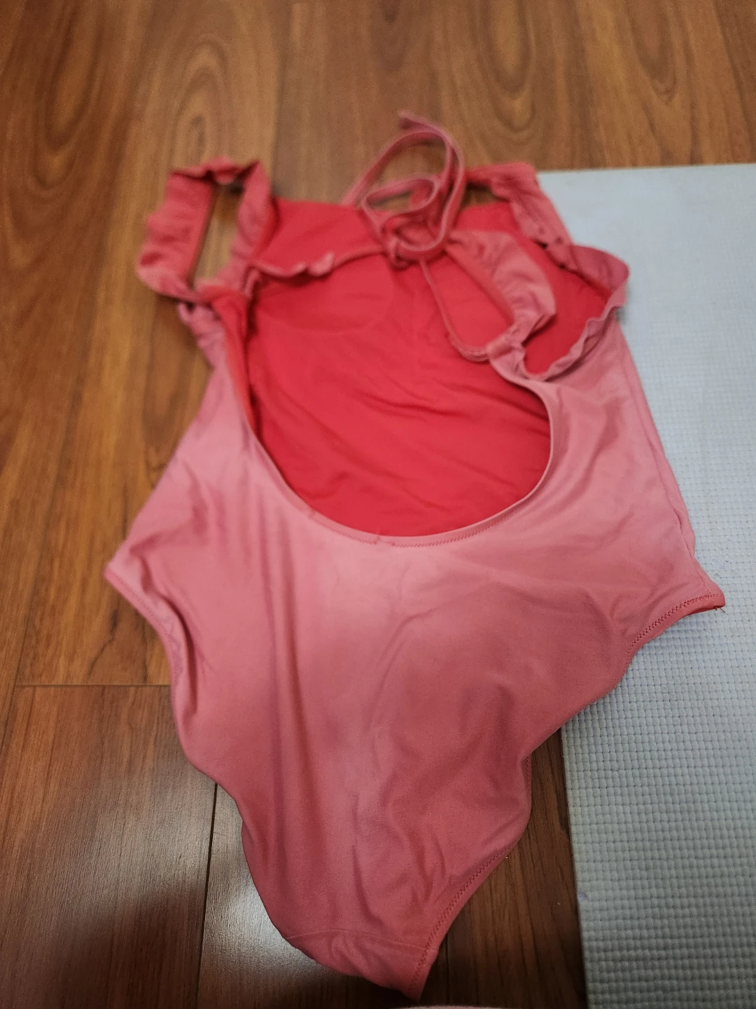 Pink One-Piece Swimsuit with Ruffle Straps