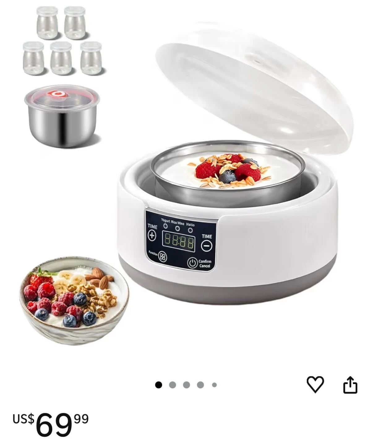 Digital Yogurt Maker with 5 Glass Jars - photo 5