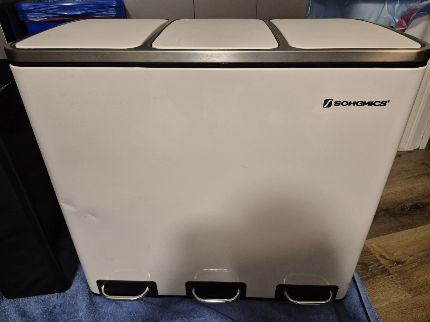 SONGMICS 3-Compartment Recycling Bin - White
