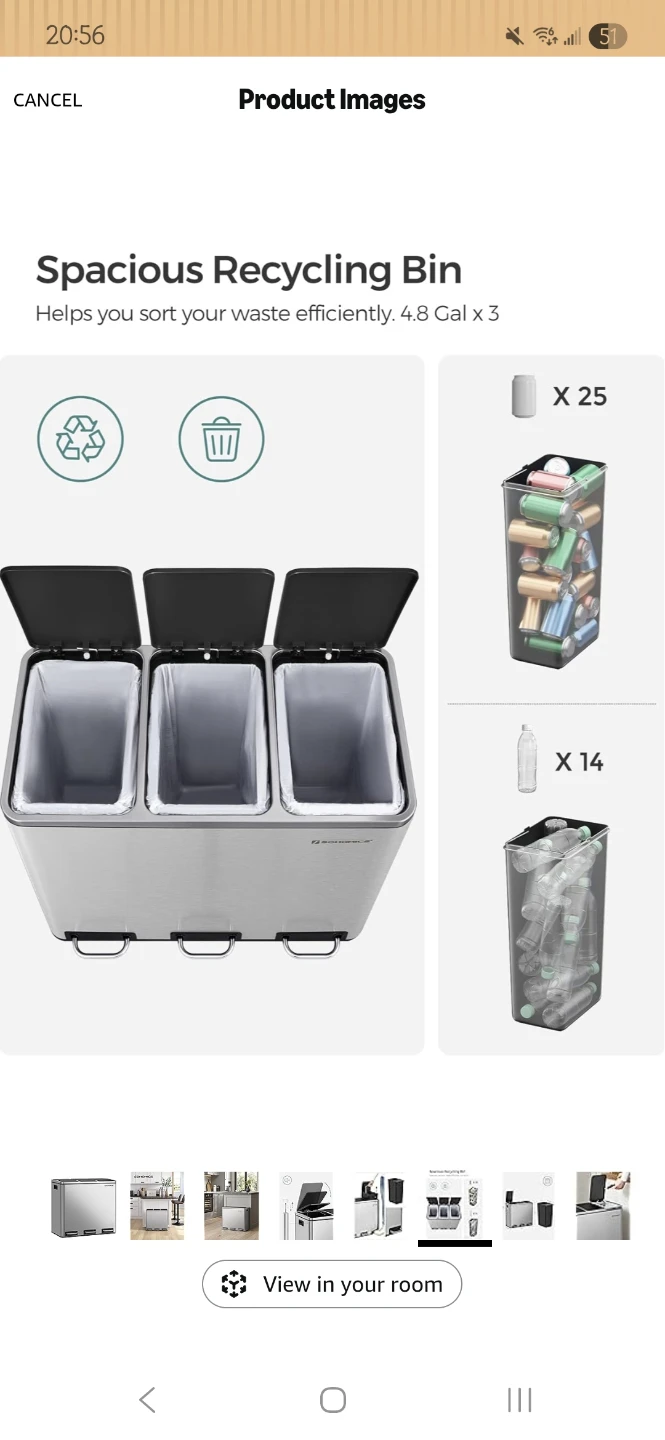 SONGMICS 3-Compartment Recycling Bin - White - photo 5