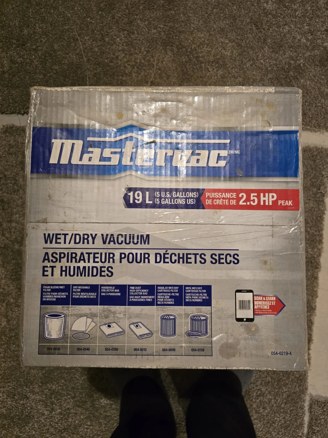 Mastervac 19L - 2.5 HP Peak Wet/Dry Vacuum - photo 2