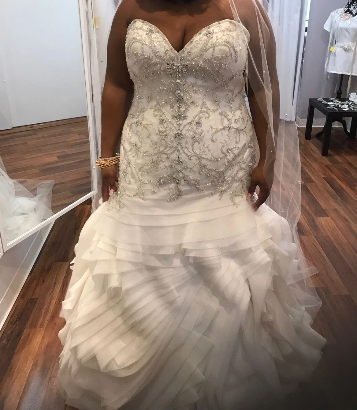 White Wedding Dress with Beading - photo 2