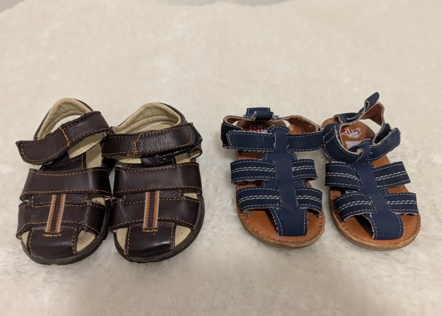 Baby Sandals - Brown leather and Blue 13 cm