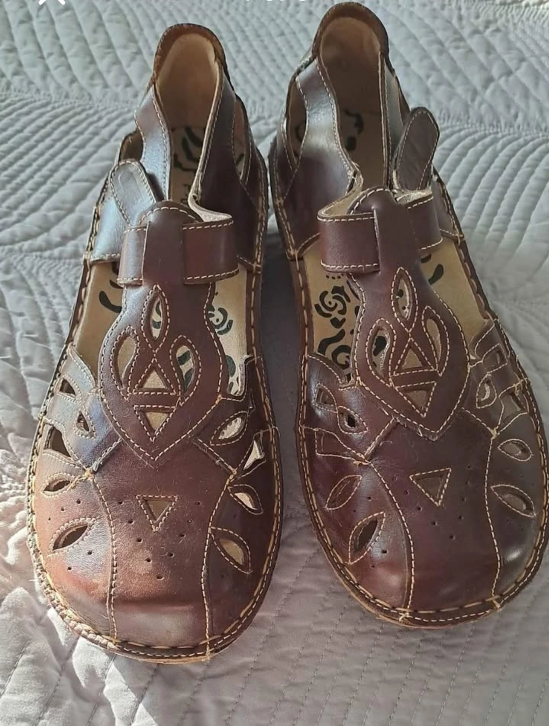 Propet Women's Brown Leather Cutout Mary Jane Shoes