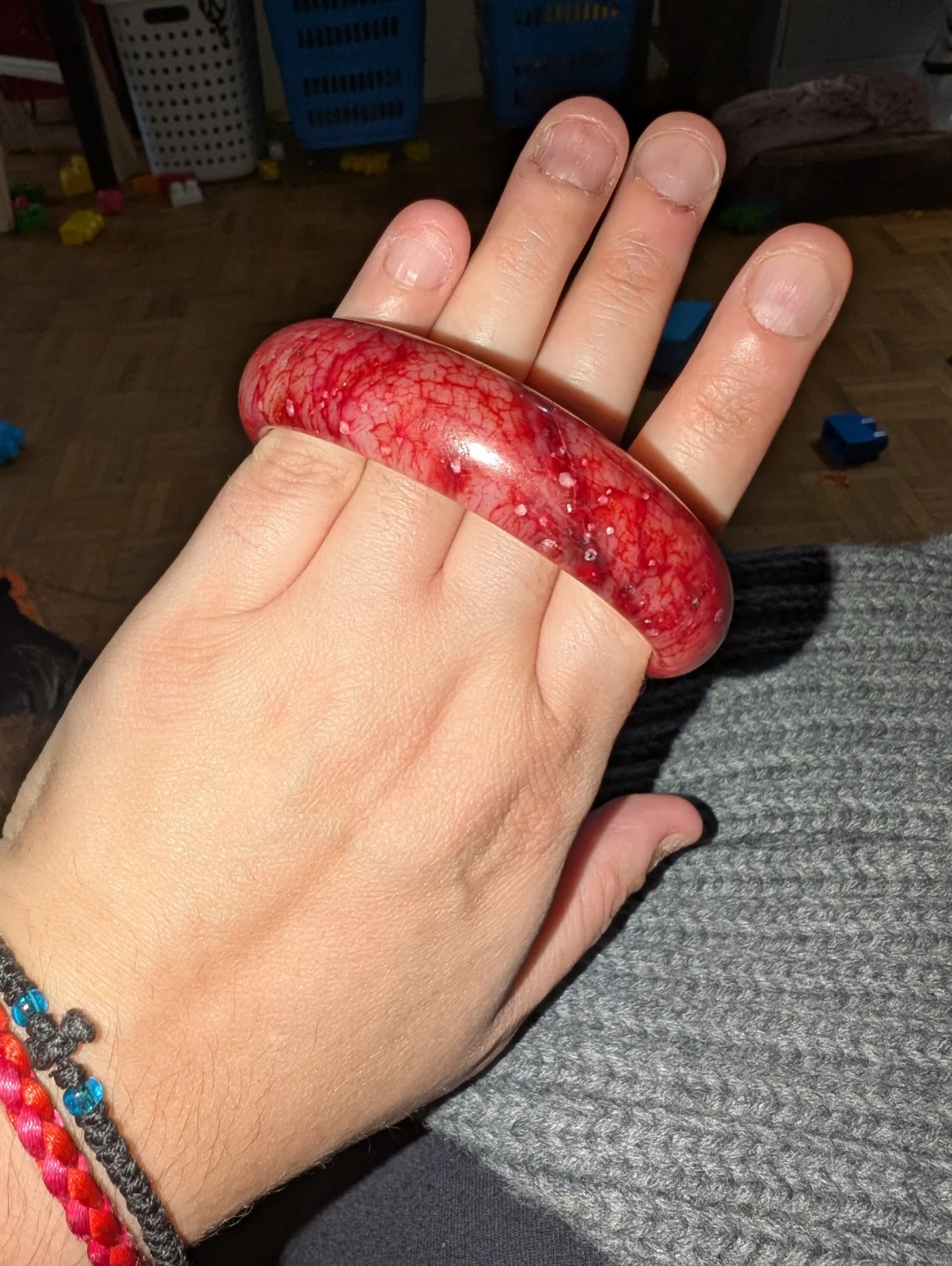 Red Swirl Bangle Bracelet