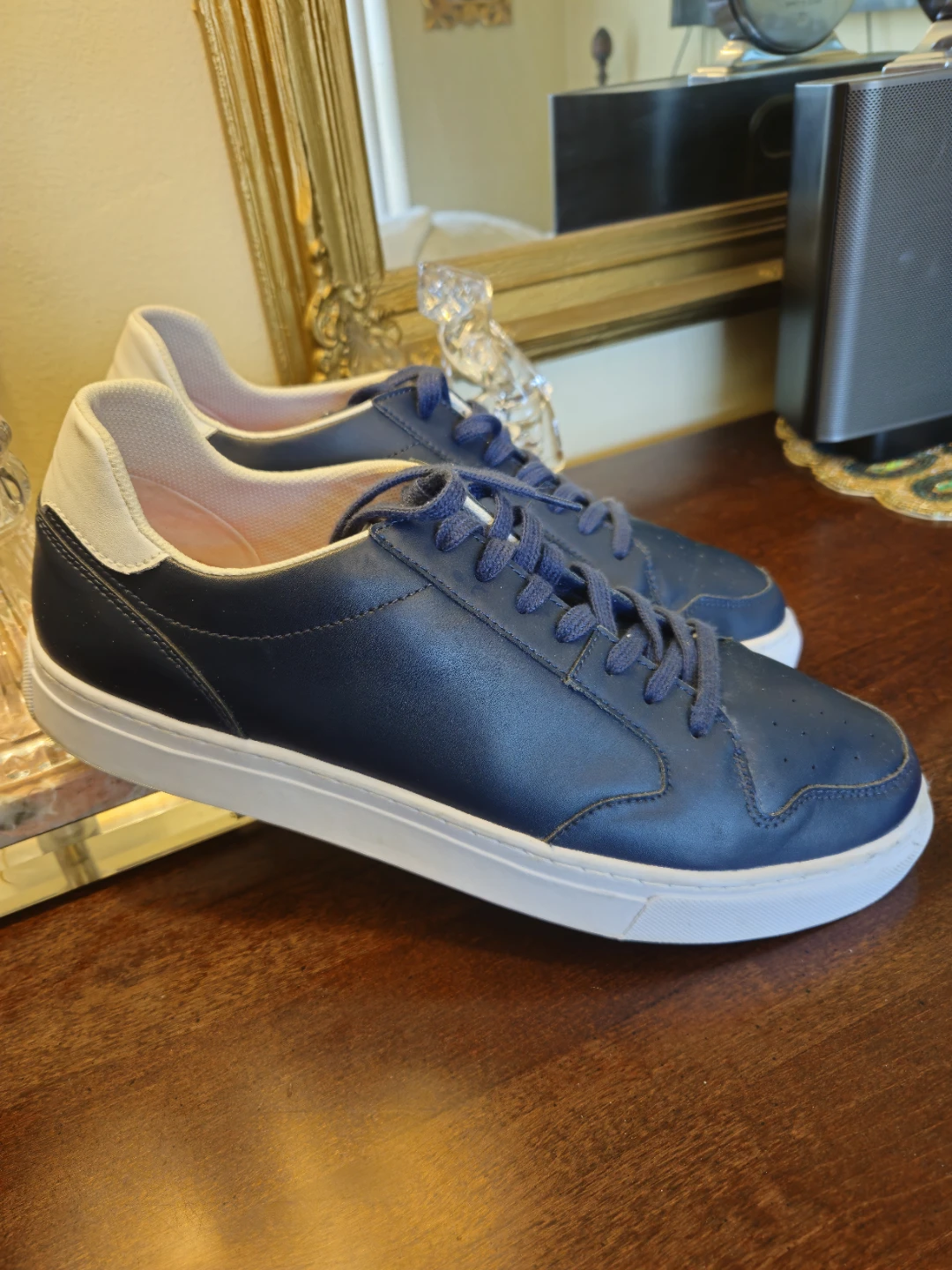 SWIMS Navy Leather Lace-Up Sneakers