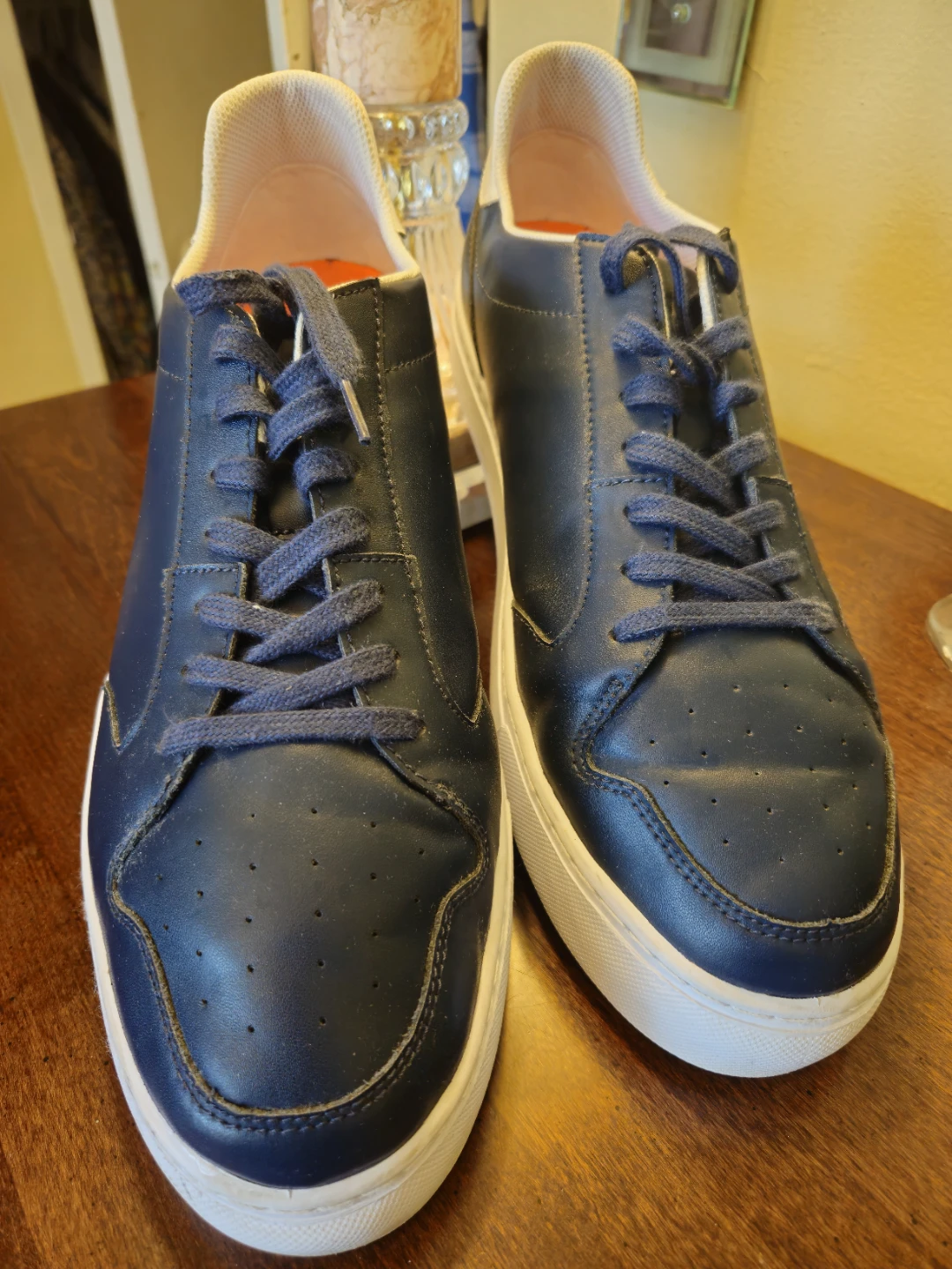 SWIMS Navy Leather Lace-Up Sneakers - photo 3