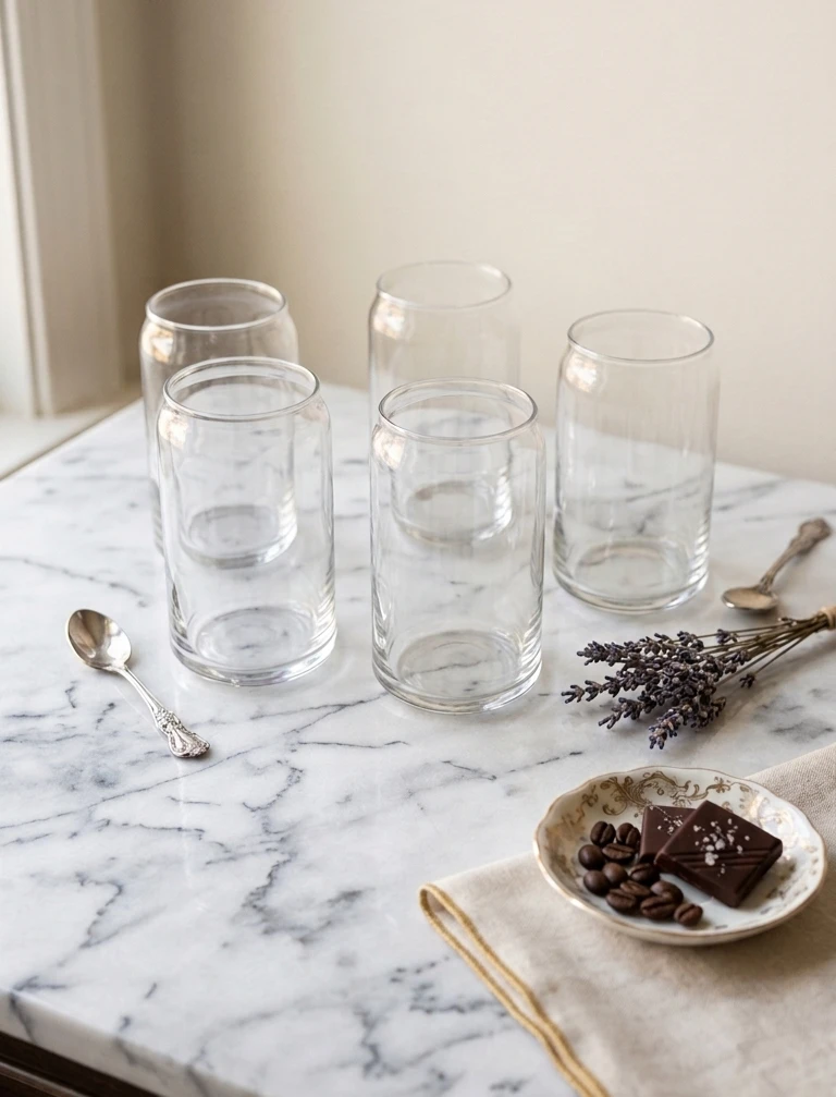 Set of 4 Clear Glass Tumblers