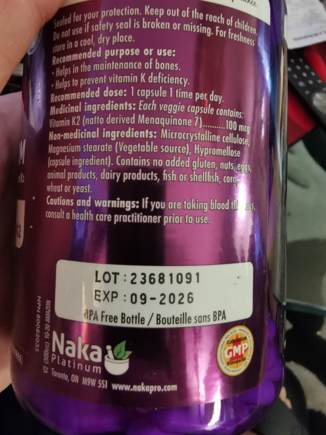 Naka Platinum Vitamin K2 MK-7 Form 330 Veggie Caps - photo 5