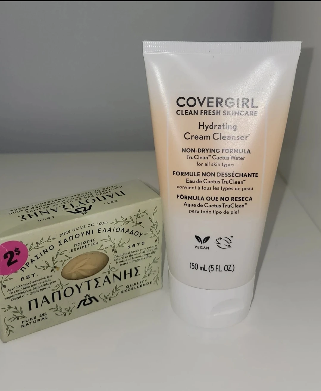COVERGIRL Hydrating Cream Cleanser & Papoutsanis Olive Oil Soap