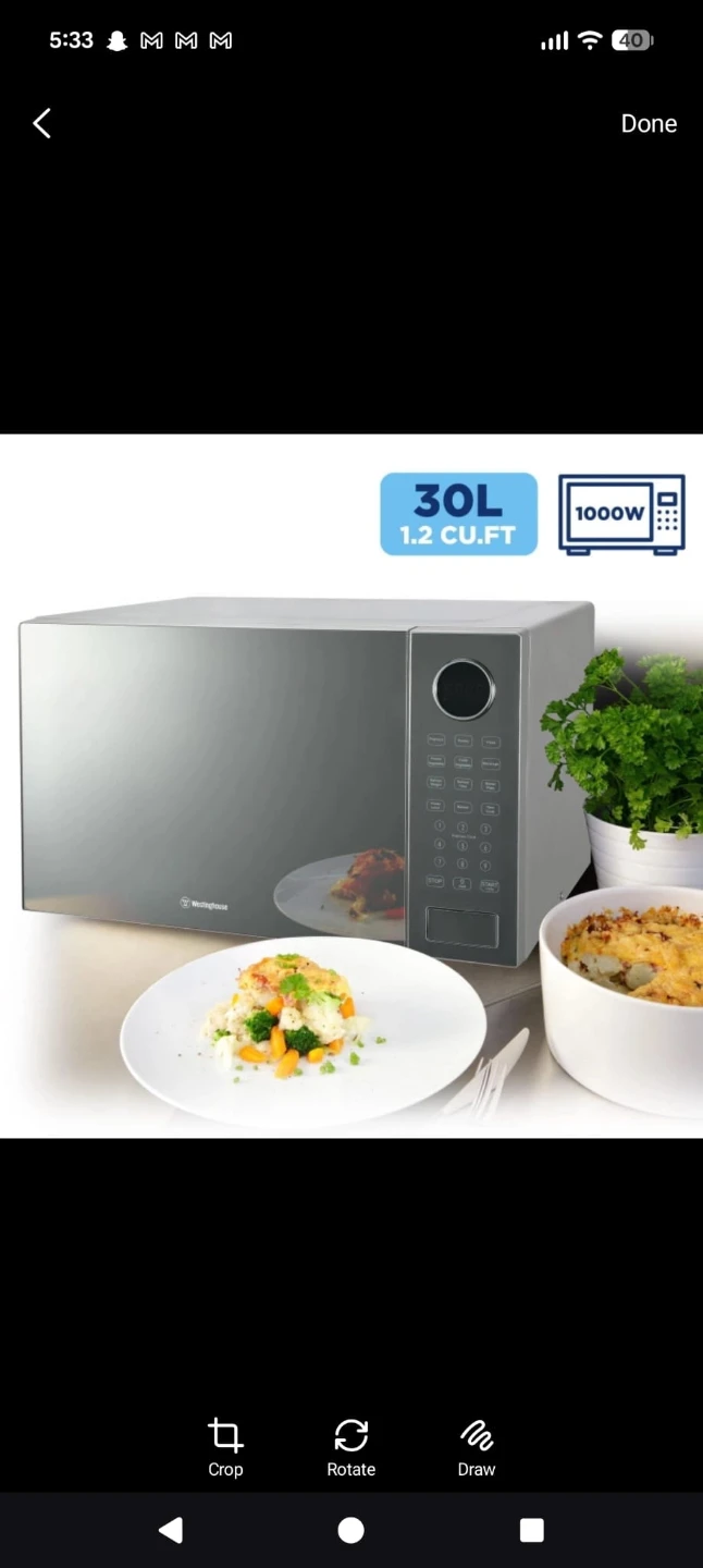 Westinghouse 30L Stainless Steel Microwave Oven