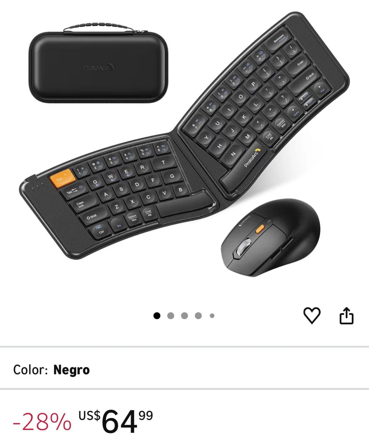 ProtoArc Wireless Folding Keyboard and Mouse with Case