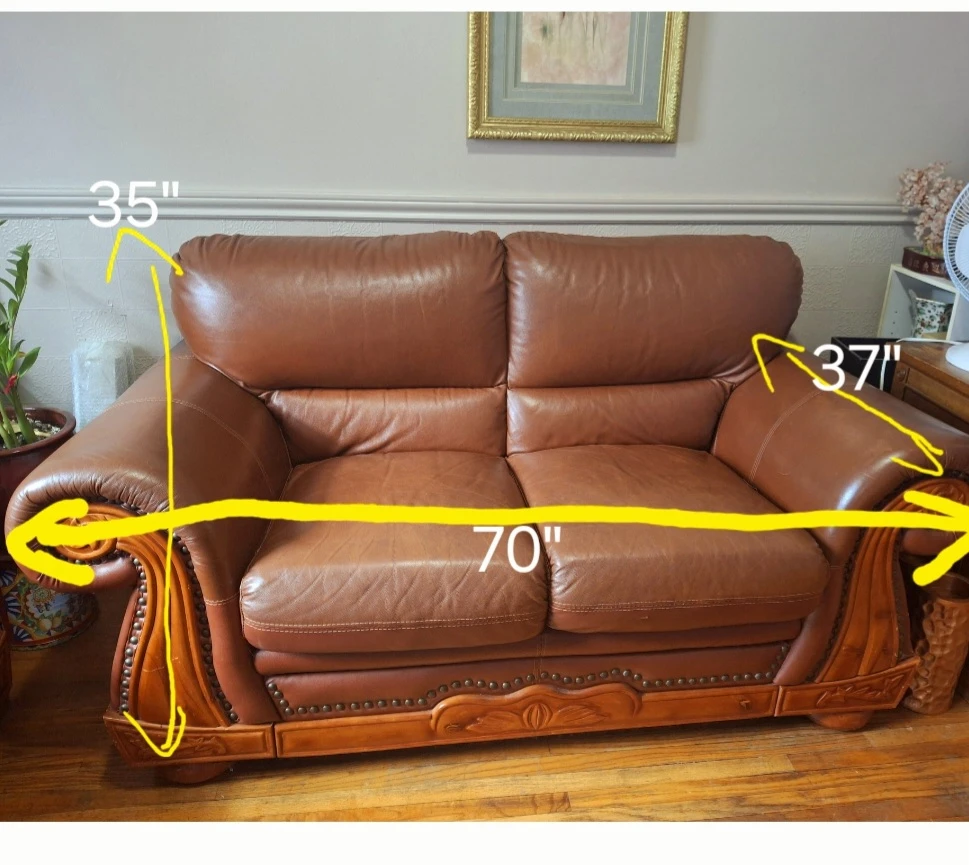 Brown Leather Loveseat Sofa