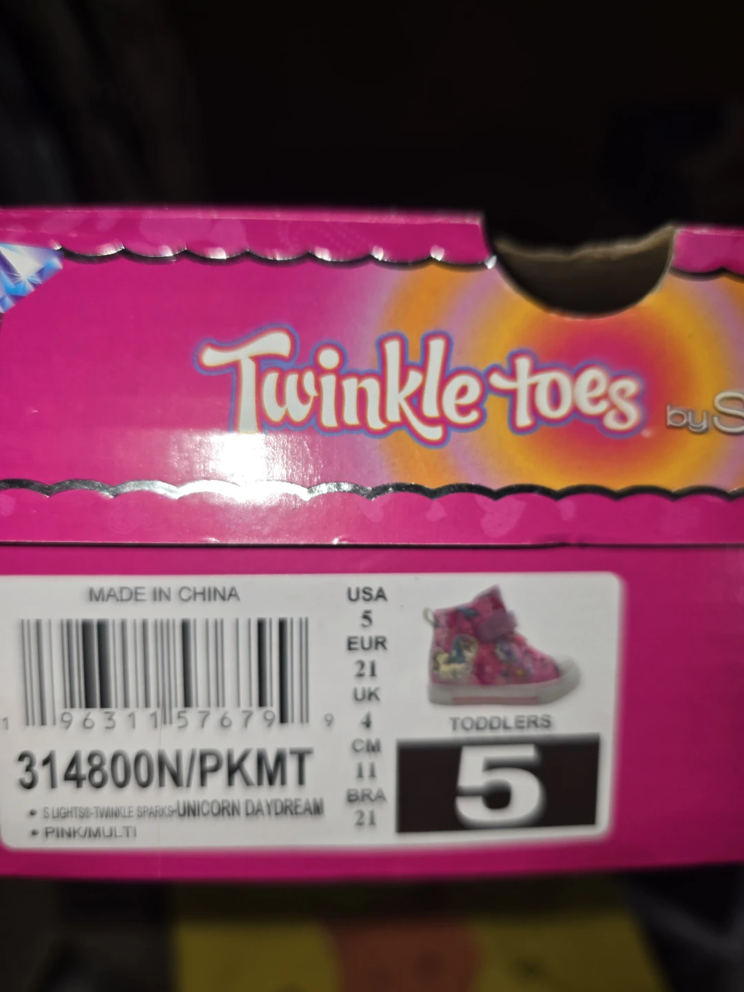 Skechers Twinkle Toes Unicorn Daydream Toddler Shoes Size 5