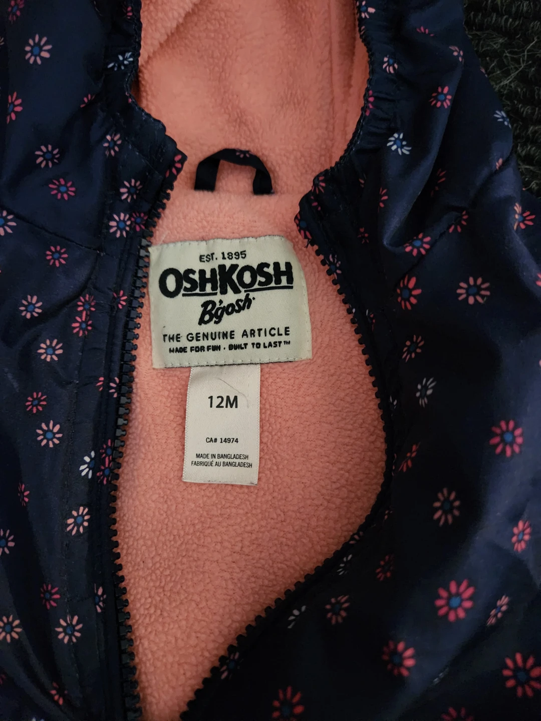 OshKosh B'gosh Baby Girls Floral Jacket - 12M - photo 2