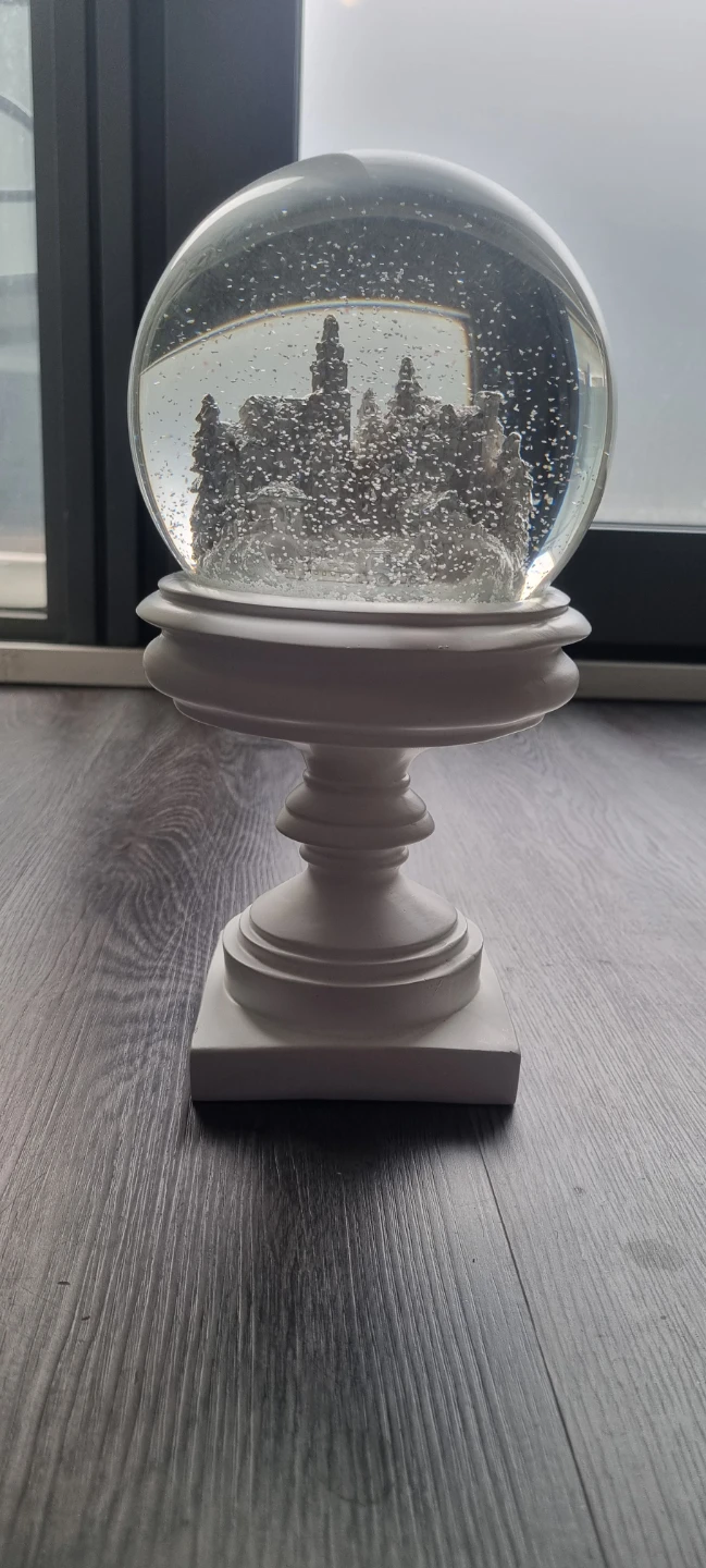 White Decorative Snow Globe with Village Scene