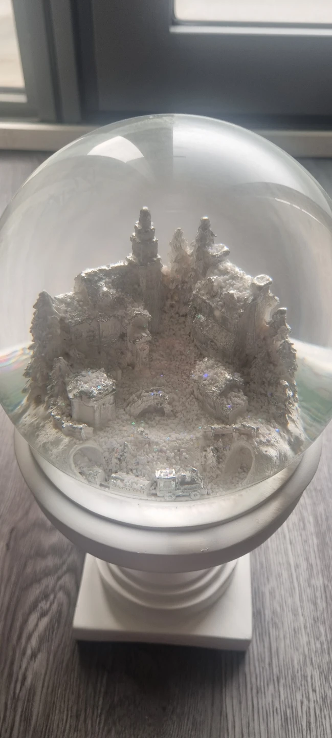 White Decorative Snow Globe with Village Scene - photo 3