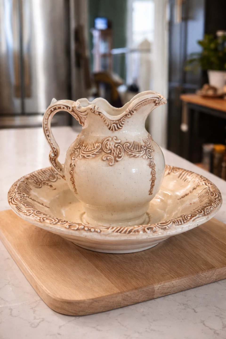 Vintage Ceramic Pitcher and Bowl Set
