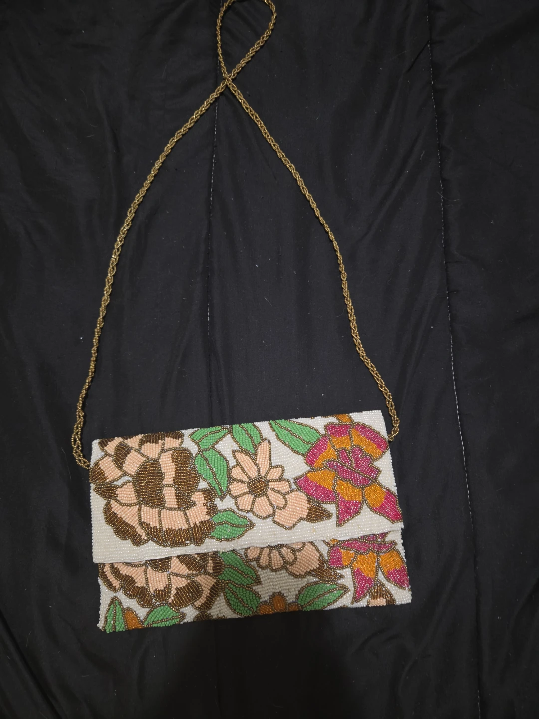 Beaded Clutch Purse with Floral Design