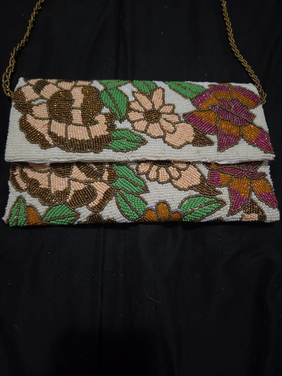 Beaded Clutch Purse with Floral Design - photo 2