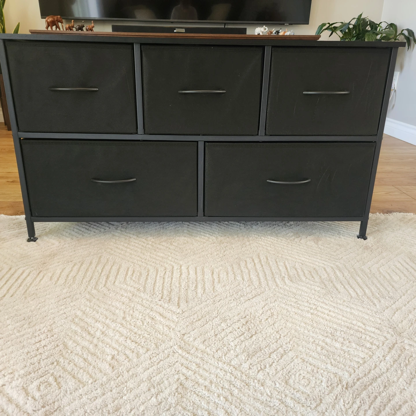 Black Drawer Fabric Dresser