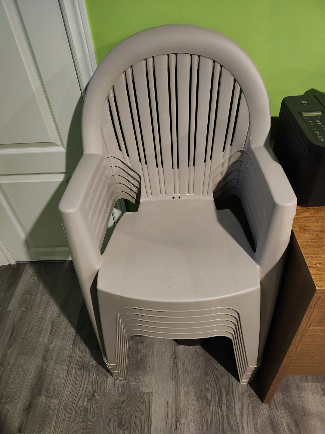 Set of 6 Stackable Plastic Patio Chairs - Tan/Beige - photo 2