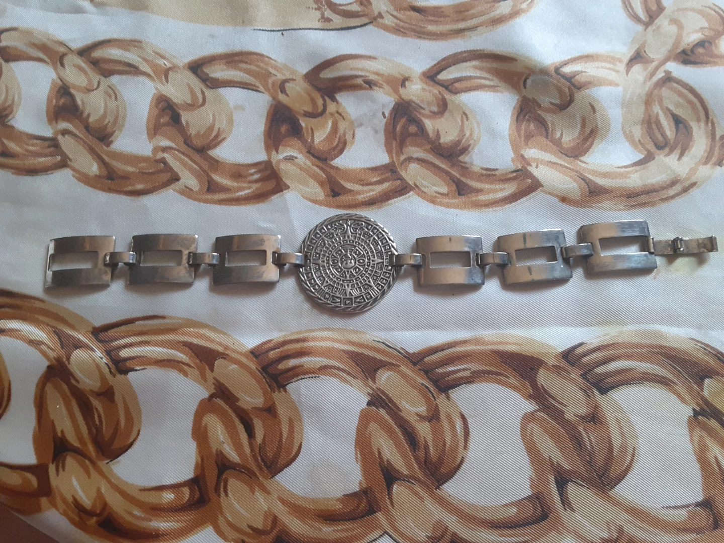 Sterling Silver Aztec Calendar Bracelet