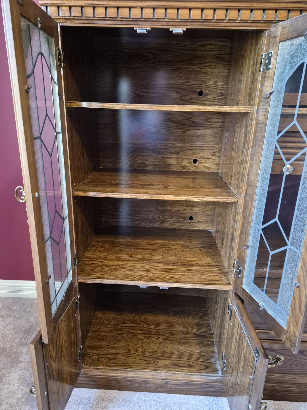 Wooden Entertainment Unit with Glass Doors and Drawers - photo 4